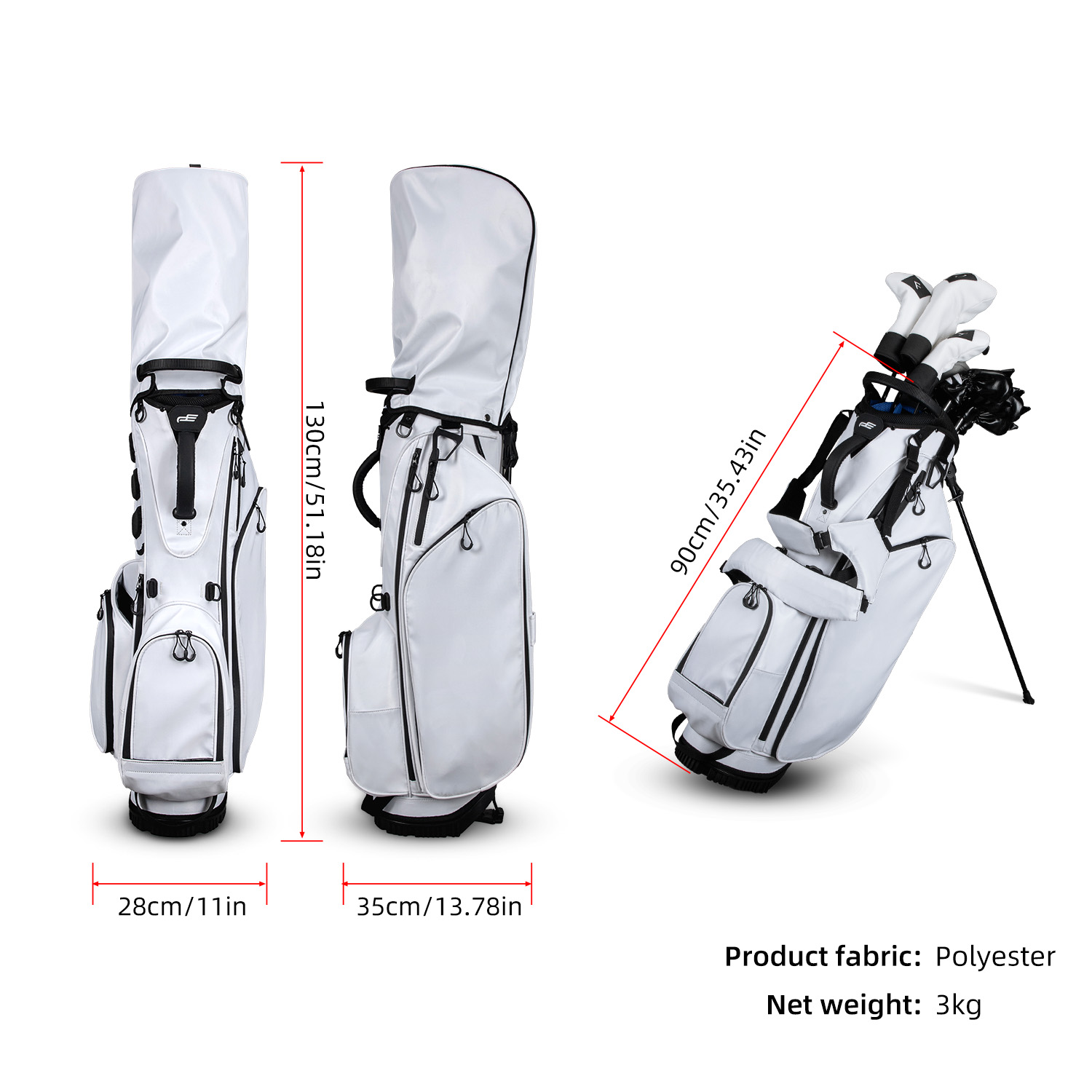 PlayEagle Golf Lightweight Stand Bag dimensions and fabric specifications