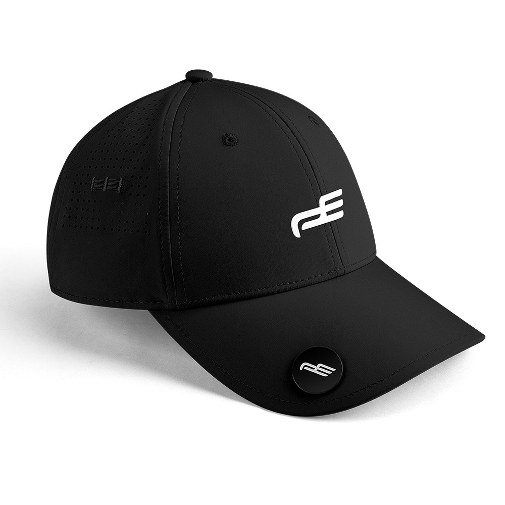 PlayEagle golf cap in black with perforated side panels