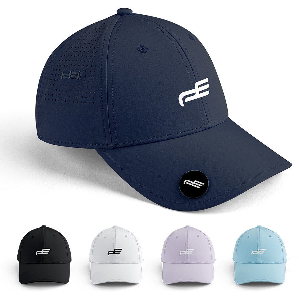 PlayEagle Light Luxury Golf Cap in black, white, navy, light blue and purple