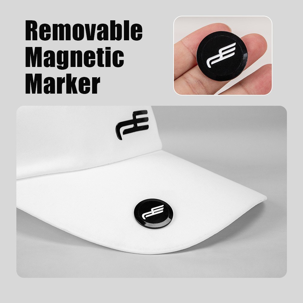 Removable magnetic ball marker on PlayEagle golf visor cap