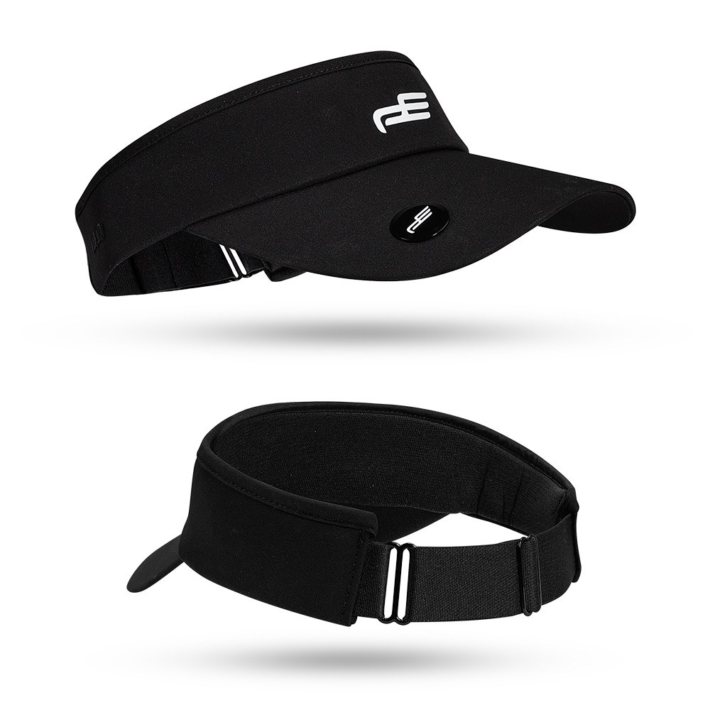 PlayEagle black golf visor cap, side view and inside band