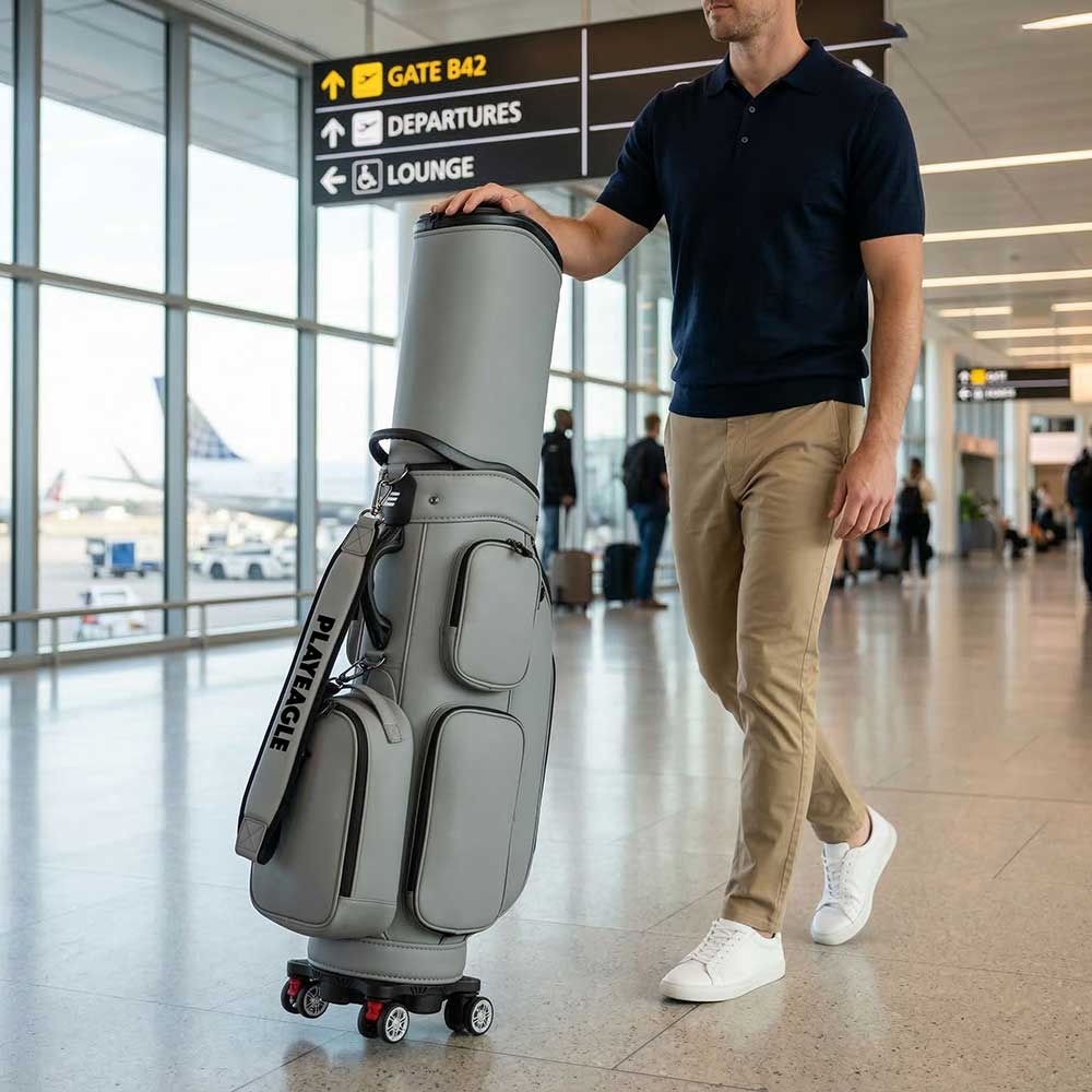 PlayEagle Golf Telescoping Cart Bag at the airport