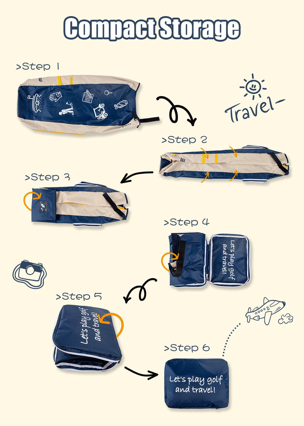 PlayEagle Golf Travel Bag Cover compact storage folding steps